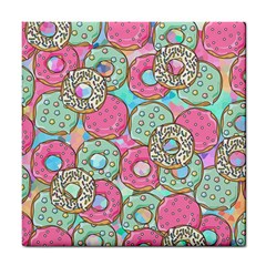 Donuts Pattern Tile Coasters by ValentinaDesign