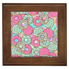 Donuts Pattern Framed Tiles by ValentinaDesign