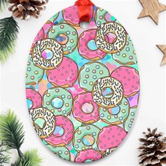 Donuts Pattern Ornament (oval) by ValentinaDesign