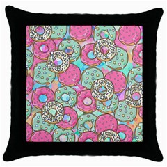 Donuts pattern Throw Pillow Case (Black)