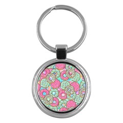 Donuts Pattern Key Chains (round)  by ValentinaDesign