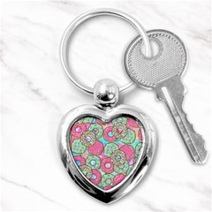 Donuts Pattern Key Chains (heart)  by ValentinaDesign