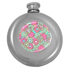 Donuts pattern Round Hip Flask (5 oz)