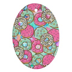 Donuts Pattern Oval Ornament (two Sides)