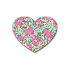 Donuts pattern Heart Coaster (4 pack) 