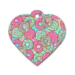 Donuts pattern Dog Tag Heart (Two Sides)