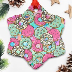 Donuts pattern Snowflake Ornament (Two Sides)