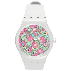 Donuts pattern Round Plastic Sport Watch (M)