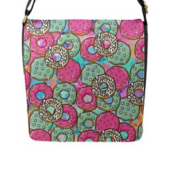 Donuts pattern Flap Messenger Bag (L) 