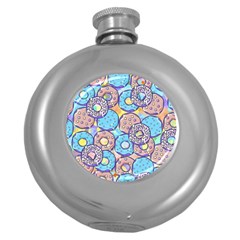 Donuts Pattern Round Hip Flask (5 Oz) by ValentinaDesign