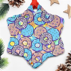 Donuts Pattern Snowflake Ornament (two Sides) by ValentinaDesign