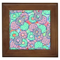 Donuts Pattern Framed Tiles by ValentinaDesign