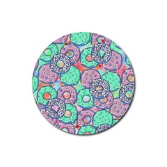 Donuts Pattern Rubber Coaster (round)  by ValentinaDesign