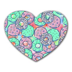 Donuts Pattern Heart Mousepads by ValentinaDesign