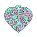 Donuts pattern Dog Tag Heart (One Side) Front