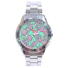 Donuts Pattern Stainless Steel Analogue Watch by ValentinaDesign