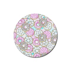 Donuts Pattern Rubber Coaster (round)  by ValentinaDesign