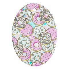 Donuts Pattern Oval Ornament (two Sides)