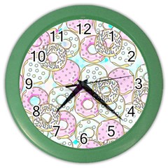 Donuts Pattern Color Wall Clocks by ValentinaDesign