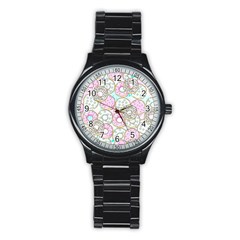 Donuts Pattern Stainless Steel Round Watch by ValentinaDesign