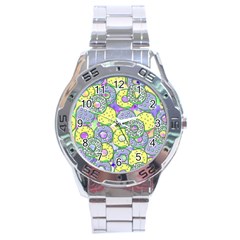 Donuts Pattern Stainless Steel Analogue Watch by ValentinaDesign