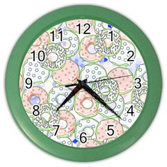 Donuts Pattern Color Wall Clocks by ValentinaDesign