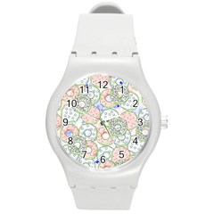 Donuts Pattern Round Plastic Sport Watch (m)