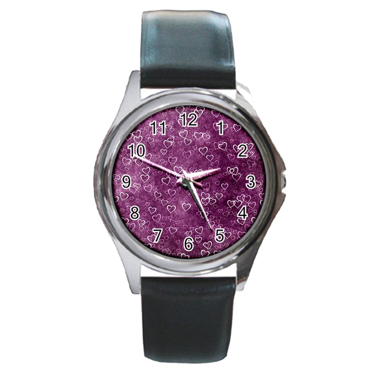 Heart pattern Round Metal Watch