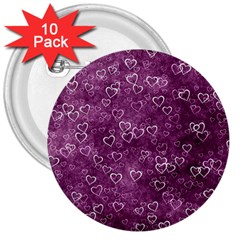 Heart pattern 3  Buttons (10 pack) 