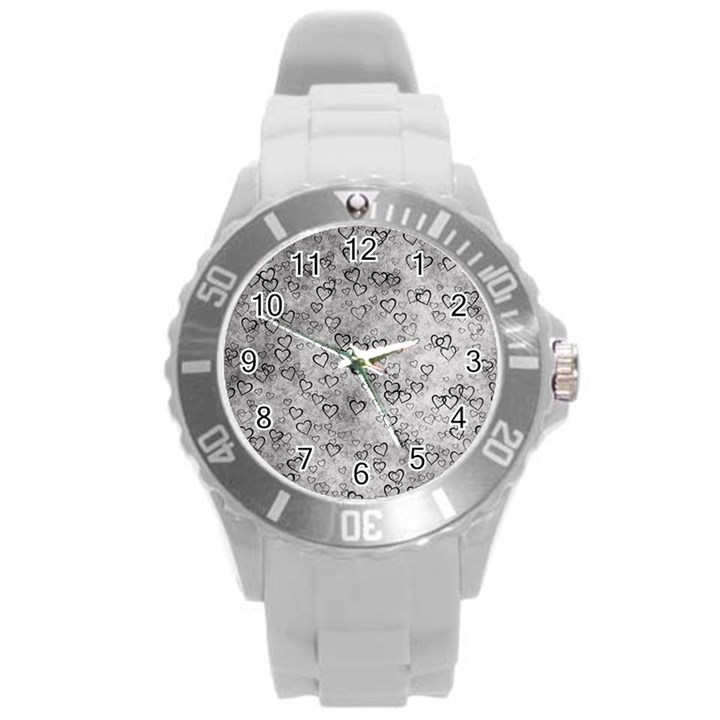 Heart pattern Round Plastic Sport Watch (L)