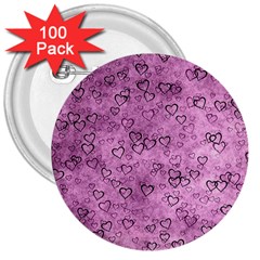 Heart Pattern 3  Buttons (100 Pack)  by ValentinaDesign