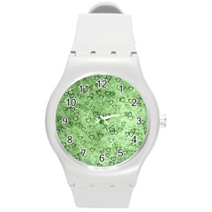 Heart Pattern Round Plastic Sport Watch (m) by ValentinaDesign