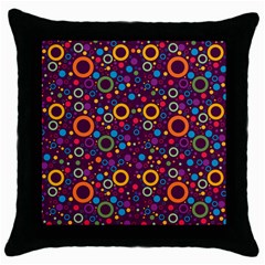 70s Pattern Throw Pillow Case (black) by ValentinaDesign