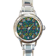 70s Pattern Round Italian Charm Watch by ValentinaDesign