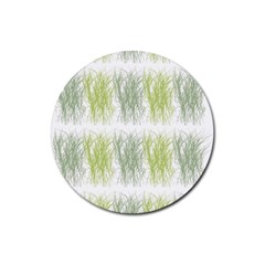 Weeds Grass Green Yellow Leaf Rubber Coaster (round) 