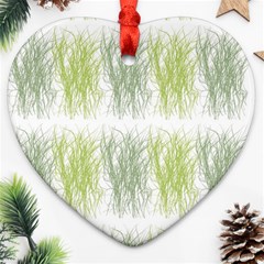 Weeds Grass Green Yellow Leaf Heart Ornament (two Sides) by Mariart