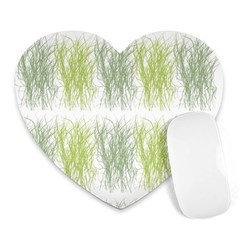 Weeds Grass Green Yellow Leaf Heart Mousepads by Mariart