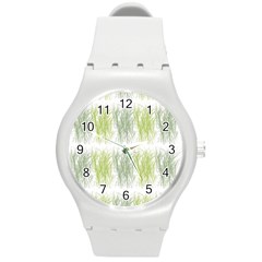 Weeds Grass Green Yellow Leaf Round Plastic Sport Watch (m)