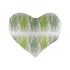 Weeds Grass Green Yellow Leaf Standard 16  Premium Heart Shape Cushions