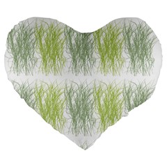 Weeds Grass Green Yellow Leaf Large 19  Premium Heart Shape Cushions by Mariart