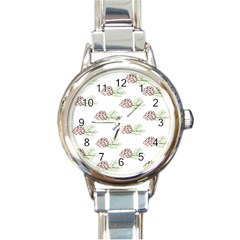 Pinecone Pattern Round Italian Charm Watch