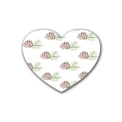 Pinecone Pattern Rubber Coaster (heart)  by Mariart