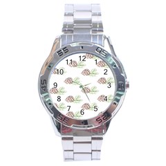 Pinecone Pattern Stainless Steel Analogue Watch