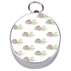 Pinecone Pattern Silver Compasses