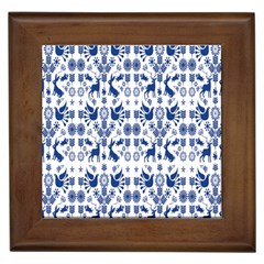 Rabbits Deer Birds Fish Flowers Floral Star Blue White Sexy Animals Framed Tiles