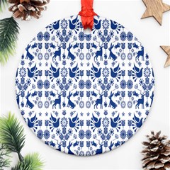 Rabbits Deer Birds Fish Flowers Floral Star Blue White Sexy Animals Ornament (round)