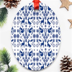 Rabbits Deer Birds Fish Flowers Floral Star Blue White Sexy Animals Ornament (oval) by Mariart