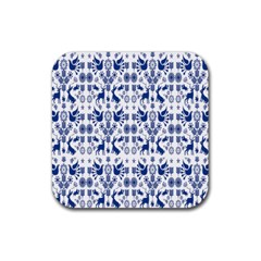 Rabbits Deer Birds Fish Flowers Floral Star Blue White Sexy Animals Rubber Coaster (square) 