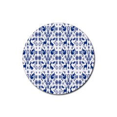 Rabbits Deer Birds Fish Flowers Floral Star Blue White Sexy Animals Rubber Coaster (round) 