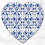 Rabbits Deer Birds Fish Flowers Floral Star Blue White Sexy Animals Jigsaw Puzzle (Heart) Front